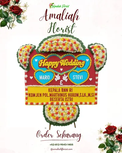 Karangan Papan Bunga Pernikahan di Sokawati
